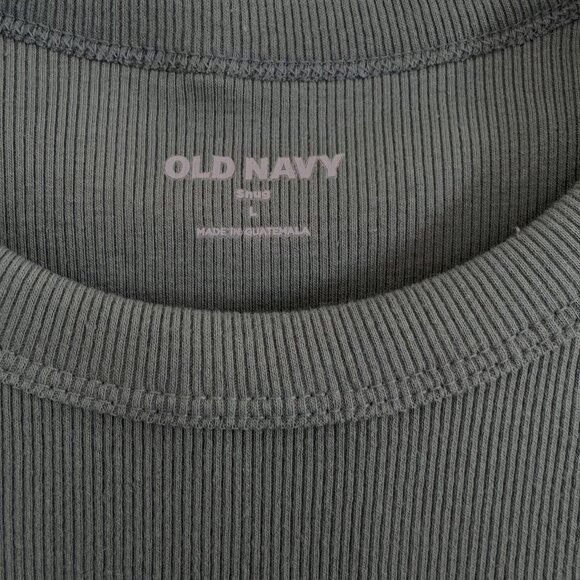 Old Navy Snug Crop T-Shirt Rib Knit Crew Neck Top Tee Herb Green Size Large NEW - Picture 5 of 6